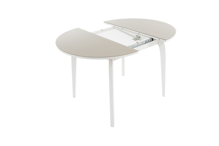 Кухонный стол раздвижной Ривьера исп. круг хром №5 (стекло белое/белый) в Элисте - изображение 7