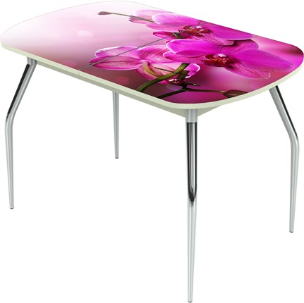 Стол раздвижной Ривьера исп.1 ноги метал. крашеные №24 Фотопечать (Цветы №16) в Элисте - изображение