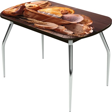 Кухонный стол раскладной Ривьера исп.1 ноги метал. крашеные №24 Фотопечать (Хлеб №3 в Элисте - изображение