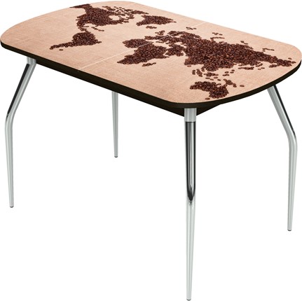 Обеденный раздвижной стол Ривьера исп.2 ноги  хром. №5 Фотопечать (Кофе №10) в Элисте - изображение