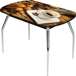 Кухонный стол раздвижной Ривьера исп.2 ноги  хром. №5 Фотопечать (Кофе №11) в Элисте