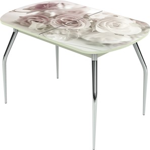 Кухонный стол раздвижной Ривьера исп.2 ноги метал. крашеные №24 Фотопечать (Цветы №41) в Элисте