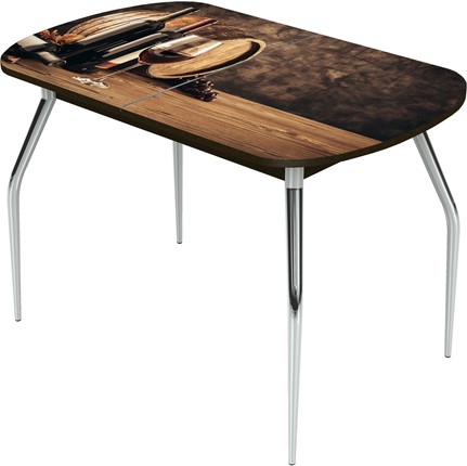 Кухонный стол раскладной Ривьера исп.2 ноги метал. крашеные №24 Фотопечать (Дерево №21) в Элисте - изображение