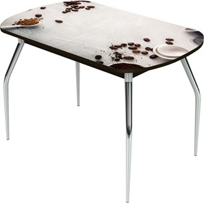 Обеденный раздвижной стол Ривьера исп.2 ноги метал. крашеные №24 Фотопечать (Кофе №27) в Элисте