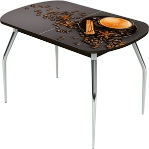 Кухонный стол раздвижной Ривьера исп.2 ноги метал. крашеные №24 Фотопечать (Кофе №5) в Элисте
