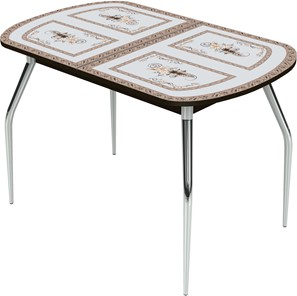 Кухонный стол раскладной Ривьера исп.2 ноги метал. крашеные №24 Фотопечать (Текстура №37) в Элисте