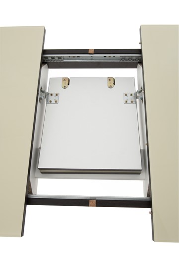 Обеденный раздвижной стол Ривьера мини дерево №1, Рисунок квадро (стекло белое/металлик/белый) в Элисте - изображение 5