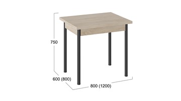 Кухонный раздвижной стол Родос тип 2 с опорой d40 (Черный муар/Дуб Сонома) в Элисте - предосмотр 2