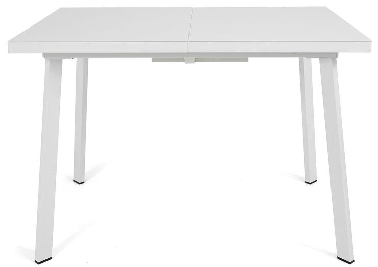 Обеденный раздвижной стол Сальвадор-2G (ноги белые, стекло cristal/белый цемент) в Элисте - изображение 1