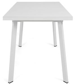 Обеденный раздвижной стол Сальвадор-2G (ноги белые, стекло cristal/белый цемент) в Элисте - предосмотр 2