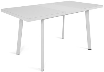Обеденный раздвижной стол Сальвадор-2G (ноги белые, стекло cristal/белый цемент) в Элисте - предосмотр 3