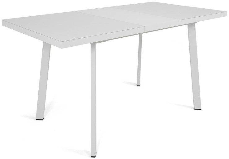 Кухонный стол раздвижной Сальвадор-1G (ноги белые, стекло cristal/белый цемент) в Элисте - изображение 3