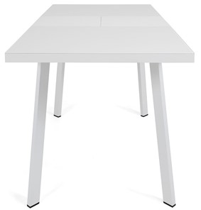 Кухонный стол раздвижной Сальвадор-1G (ноги белые, стекло cristal/белый цемент) в Элисте - предосмотр 4