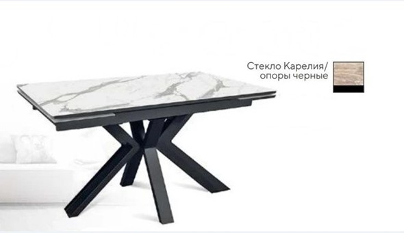 Кухонный раскладной стол SFE 140, керамика карелия мрамор/ножки черные в Элисте - изображение