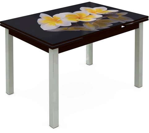 Кухонный стол раскладной Шанхай исп. 1, ноги дерево №12 Фотопечать (Цветы №11) в Элисте - изображение