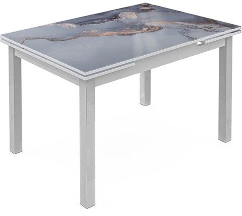 Кухонный стол раскладной Шанхай исп. 1, ноги метал. крашеные №21 Фотопечать (Мрамор №20) в Элисте - изображение