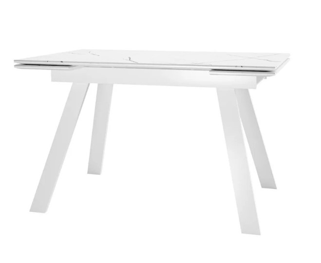 Кухонный стол раскладной SKL 140, керамика белый мрамор/подстолье белое/ножки белые в Элисте - изображение 1