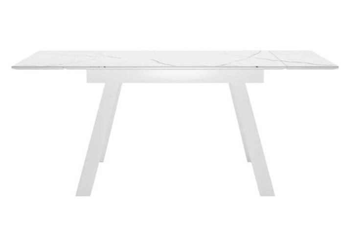 Кухонный стол раскладной SKL 140, керамика белый мрамор/подстолье белое/ножки белые в Элисте - изображение 2