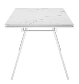 Кухонный стол раскладной SKL 140, керамика белый мрамор/подстолье белое/ножки белые в Элисте - предосмотр 3