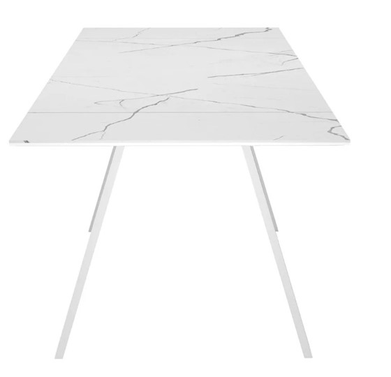 Кухонный стол раскладной SKL 140, керамика белый мрамор/подстолье белое/ножки белые в Элисте - изображение 4
