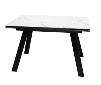 Кухонный раскладной стол SKL 140, керамика белый мрамор/подстолье черное/ножки черные в Элисте