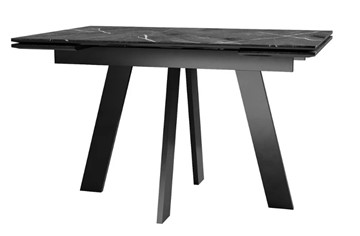 Кухонный раскладной стол SKM 120, керамика черный мрамор/подстолье черное/ножки черные в Элисте - предосмотр 1