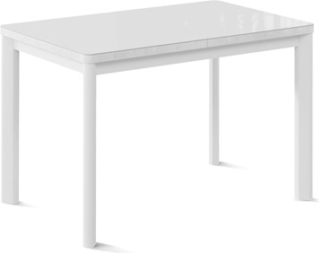 Кухонный стол раскладной Токио-1G (ноги металлические белые, cтекло cristal/белый цемент) в Элисте