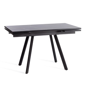 Кухонный раздвижной стол VIGO ЛДСП/HPL/металл,120x80x30х30х75 см, Мрамор чёрный/чёрный арт.19730 в Элисте - предосмотр