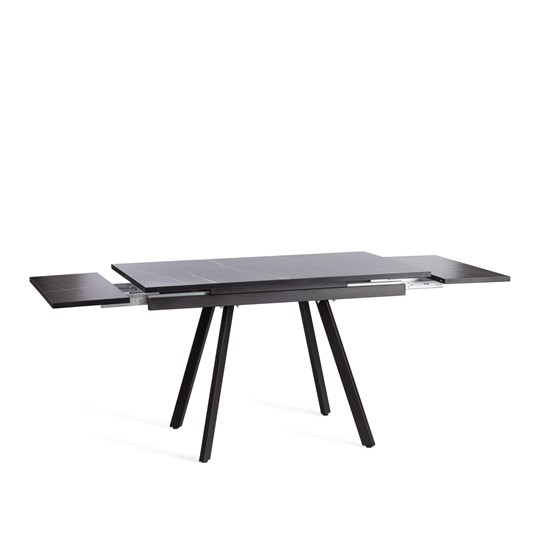 Кухонный раздвижной стол VIGO ЛДСП/HPL/металл,120x80x30х30х75 см, Мрамор чёрный/чёрный арт.19730 в Элисте - изображение 4