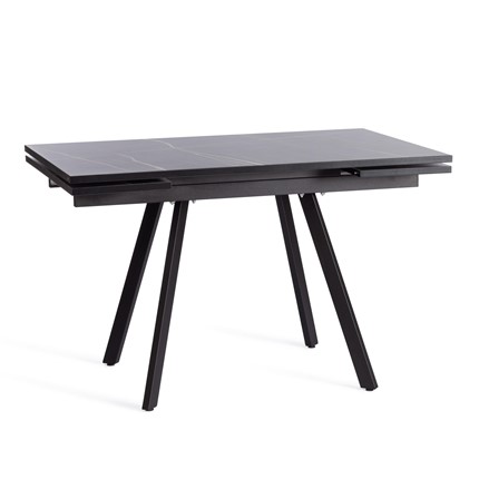 Кухонный раздвижной стол VIGO ЛДСП/HPL/металл,120x80x30х30х75 см, Мрамор чёрный/чёрный арт.19730 в Элисте - изображение