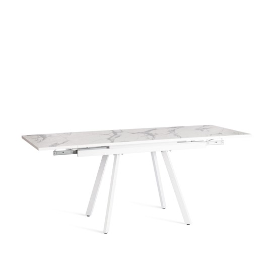Кухонный раскладной стол VIGO ЛДСП/HPL/металл,120x80x30х30х75 см, Мрамор светлый/белый арт.20623 в Элисте - изображение 5