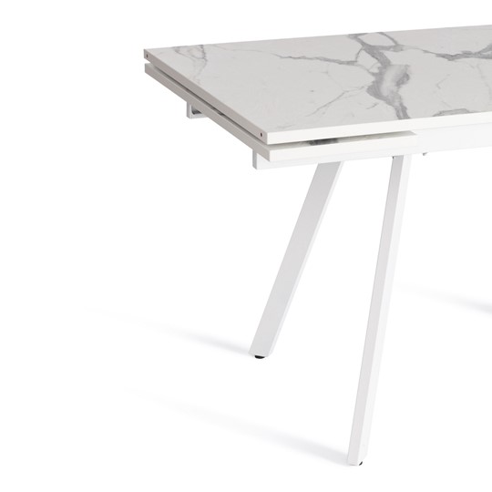 Кухонный раскладной стол VIGO ЛДСП/HPL/металл,120x80x30х30х75 см, Мрамор светлый/белый арт.20623 в Элисте - изображение 6