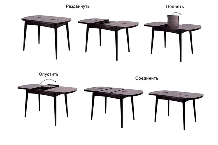 Кухонный стол раскладной Ялта с цилиндрическими опорами Венге/Ясень Анкор темный в Элисте - изображение 1