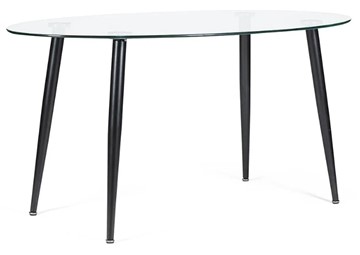 Овальный обеденный стол KASSEL (mod. DT333) металл/закаленное стекло (10 мм), 150х90х75см, черный в Элисте