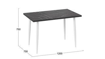 Кухонный обеденный стол Невада ДП1-02-08 (Черный мрамор/Белый) в Элисте - предосмотр 3