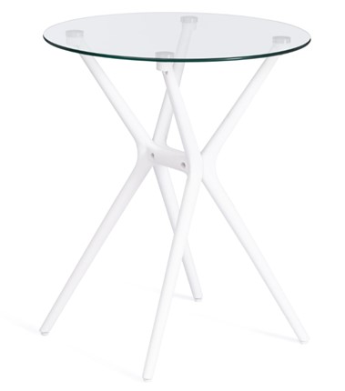 Стол обеденный PARNAVAZ (mod. 29) пластик/стекло, 60х60х70,5 прозрачный/белый арт.19697 в Элисте - изображение