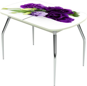 Раздвижной стол Ривьера исп.1 ноги хром №5 Фотопечать (Цветы №46) в Элисте