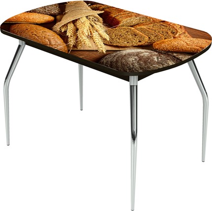 Кухонный раздвижной стол Ривьера исп.1 ноги хром №5 Фотопечать (Хлеб №7) в Элисте - изображение