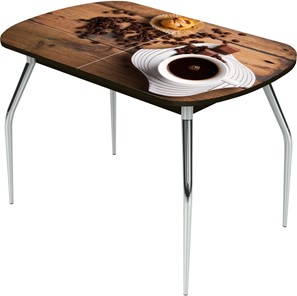Обеденный раздвижной стол Ривьера исп.1 ноги хром №5 Фотопечать (Кофе №14) в Элисте