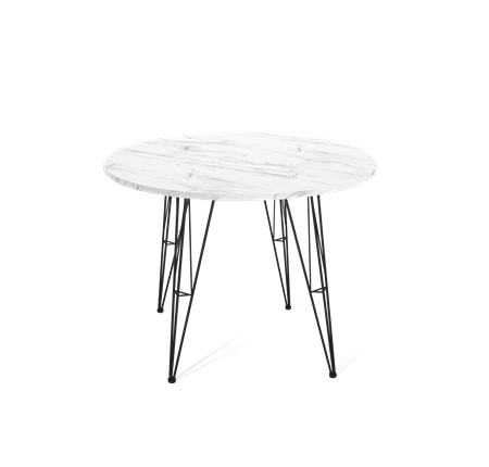 Кухонный обеденный стол SHT-TU10 / SHT-TT 90 ЛДСП (мрамор кристалл/черный) в Элисте - изображение