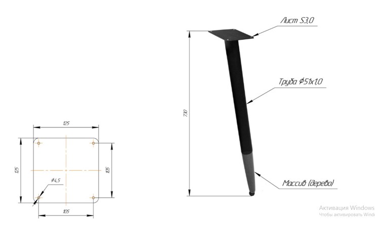 Стол кухонный SHT-TU12 (3 шт.)/ТT 80/80 (черный/темный орех/дуб беленый) в Элисте - изображение 1