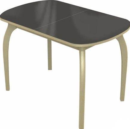 Обеденный раздвижной стол Ривьера мини дерево №1 (стекло коричневое/дуб выбеленный) в Элисте - изображение