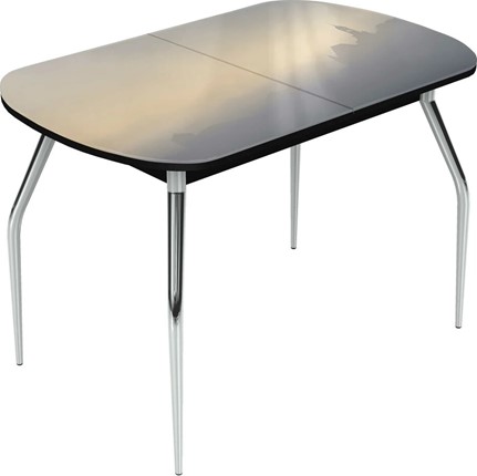 Кухонный стол раскладной Ривьера исп.2 хром №5 (Exclusive h183/черный) в Элисте - изображение
