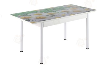 Кухонный стол раскладной Айсберг-01 СТФ, дуб/фотопечать ромашки/ноги крашеные в Элисте - предосмотр 3