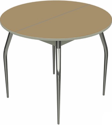 Обеденный раздвижной стол Ривьера исп. круг хром №5 (стекло капучино/белый) в Элисте - изображение
