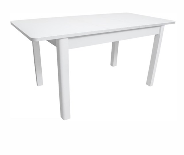 Кухонный стол раздвижной Айсберг-07 СТ1, белое ЛДСП/стекло белое/прямые массив белый в Элисте - изображение 1