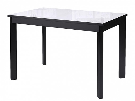 Раздвижной стол Dikline Ls110, стекло белое/ножки черные в Элисте - изображение