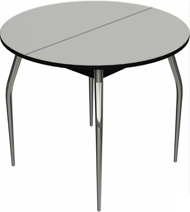 Кухонный раскладной стол Ривьера исп. круг хром №5 (стекло белое/черный) в Элисте - изображение