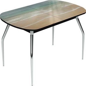 Кухонный раскладной стол Ривьера исп.2 хром №5 (Exclusive h166/черный) в Элисте - предосмотр