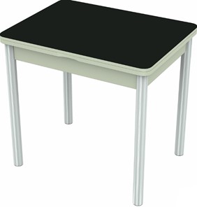 Кухонный стол раздвижной Бари хром №6 (стекло черное/белый) в Элисте